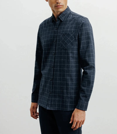 Chemise casual à petits carreaux marine - IZAC