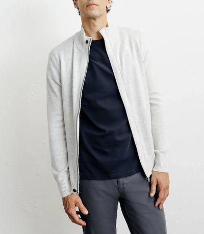 Gilet zip col montant gris chiné - IZAC