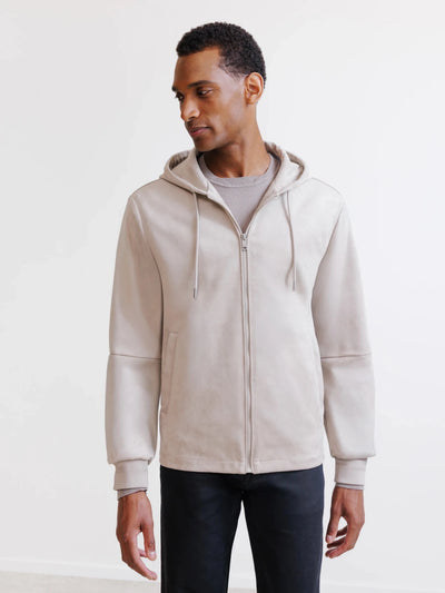Blouson à capuche en suède beige - IZAC