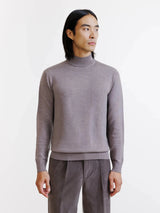 Pull col cheminée en laine mérinos châtain - IZAC