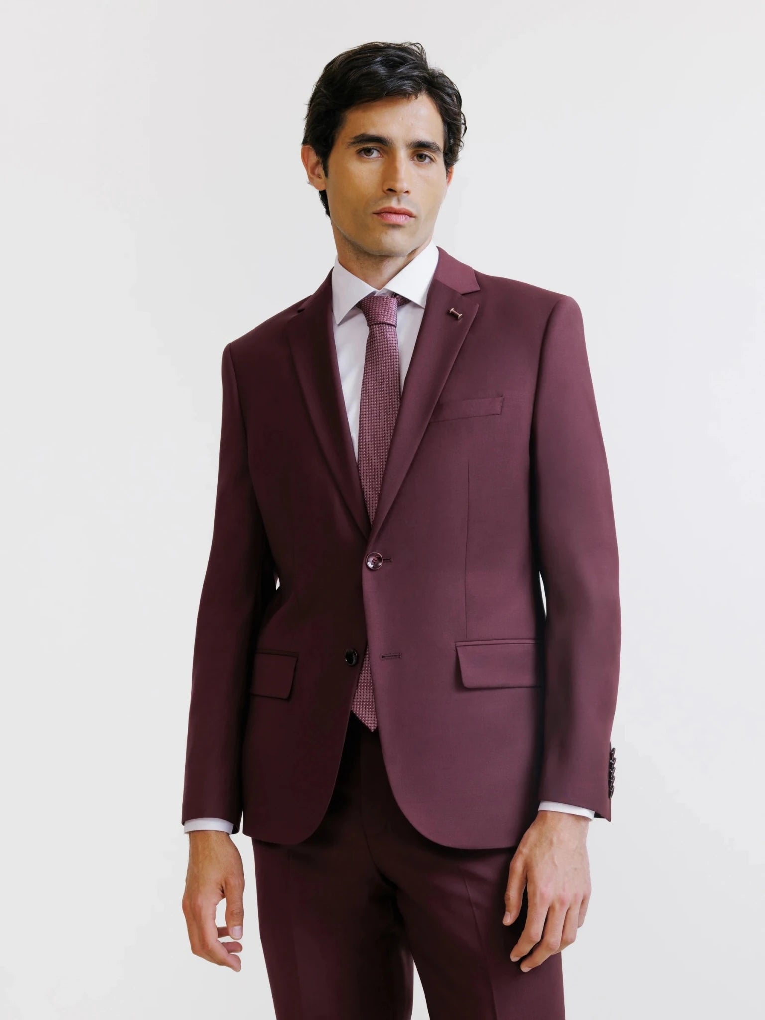 Costume 2 boutons laine majoritaire prune - IZAC