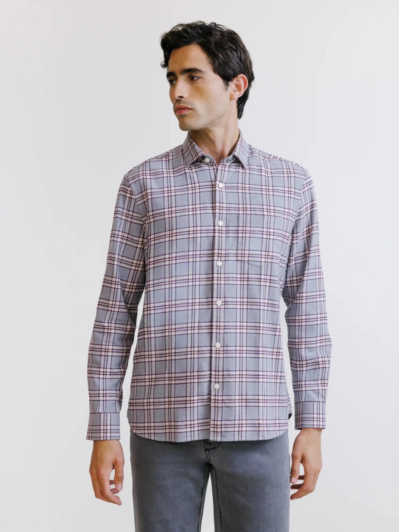 Chemise à carreaux bordeaux - IZAC