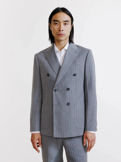Costume croisé rayé gris - IZAC