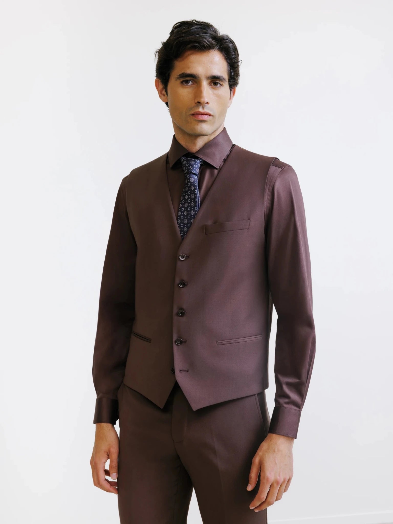 Gilet ville en laine majoritaire marron - IZAC