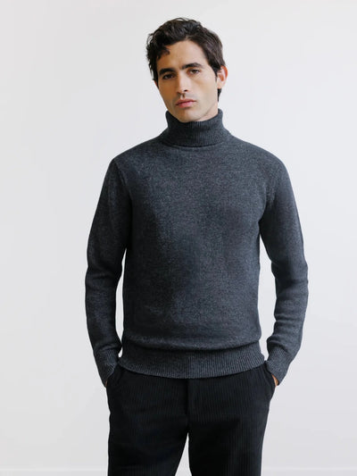 Pull en laine col roulé anthracite - IZAC
