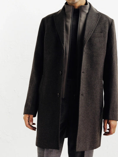 Manteau ville à parmenture amovible marron - IZAC