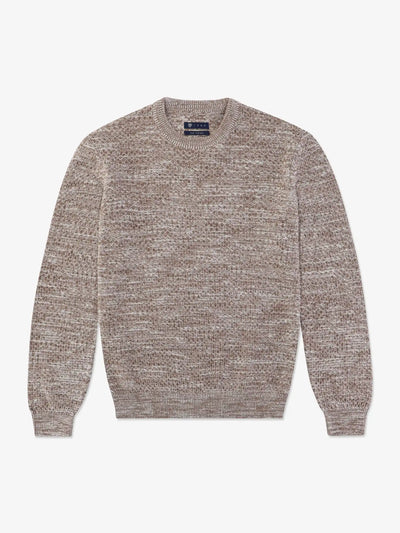 Pull col rond uni jeu de point taupe