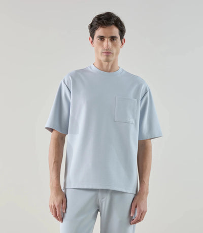 T-shirt col rond en jeu de points ciel - IZAC