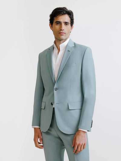 Costume 2 boutons laine majoritaire vert clair - IZAC