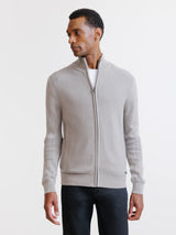 Gilet zippé à jeux de points taupe - IZAC