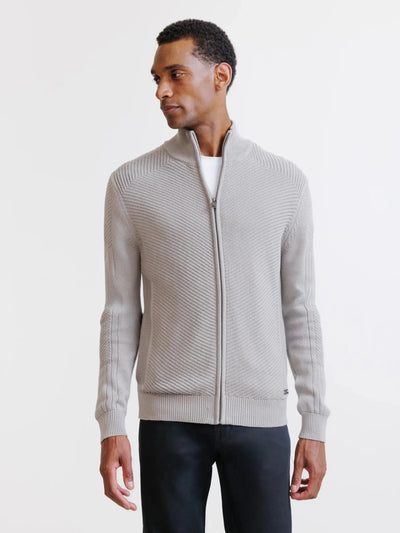 Gilet zippé à jeux de points taupe - IZAC