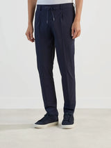City trousers in navy technical fabric