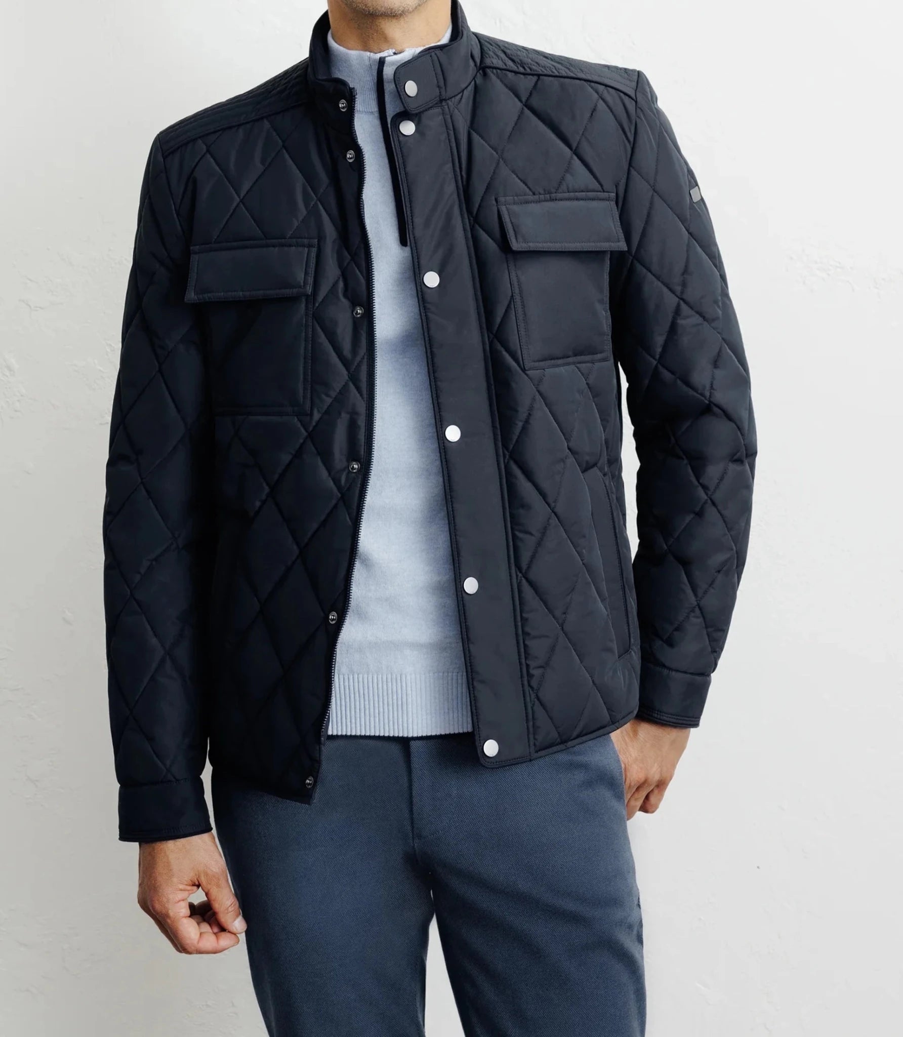 Blouson col chemise marine - IZAC