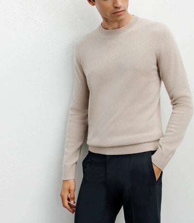 Pull col rond 100% cachemire beige - IZAC