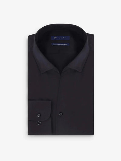 Chemise ville col ouvert noire - IZAC
