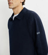 Pull col polo ouvert marine - IZAC