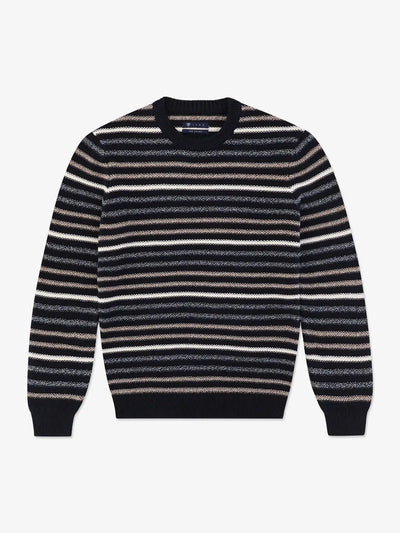 Navy striped crew neck jumper