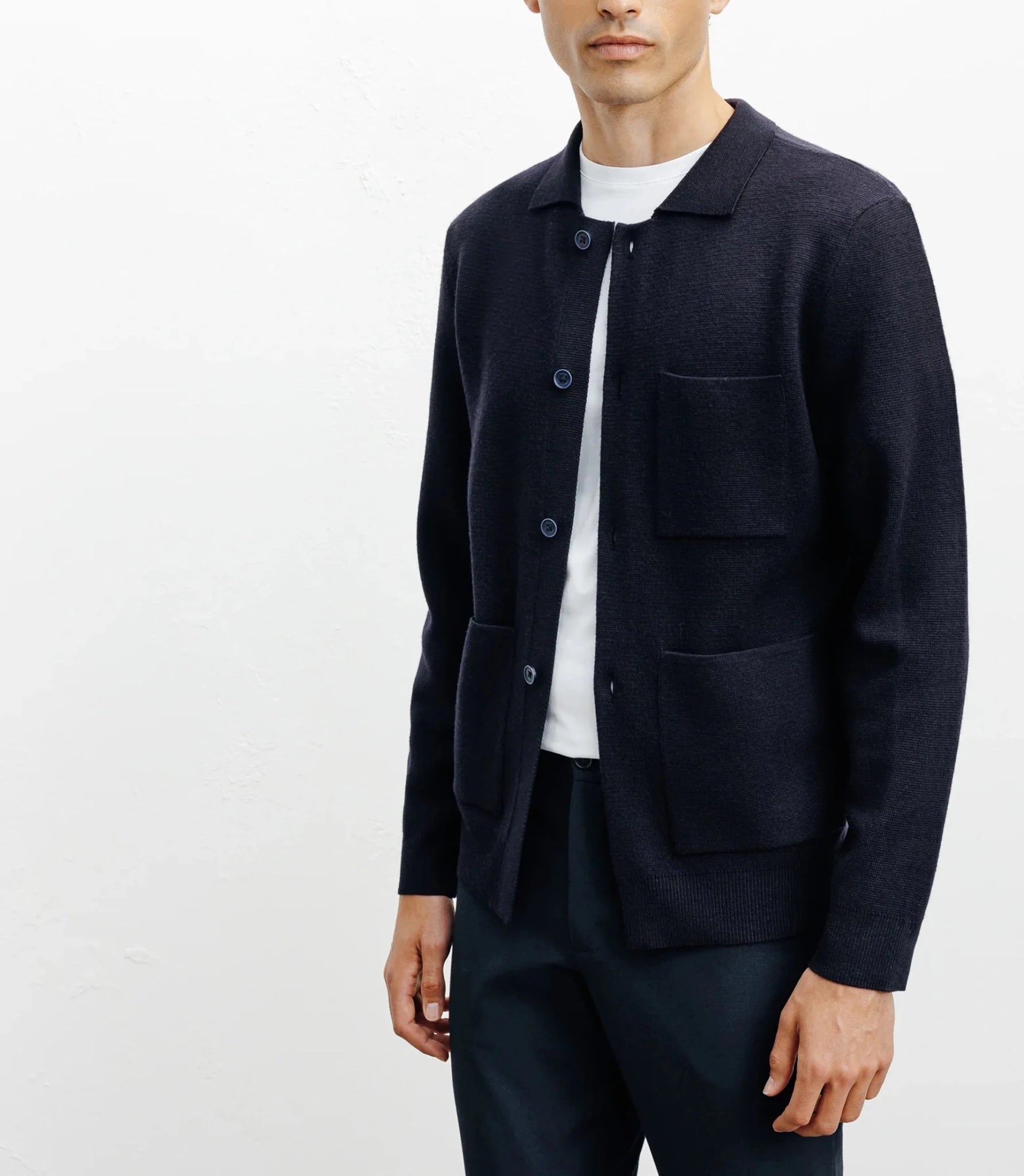 Cardigan surchemise en maille marine - IZAC