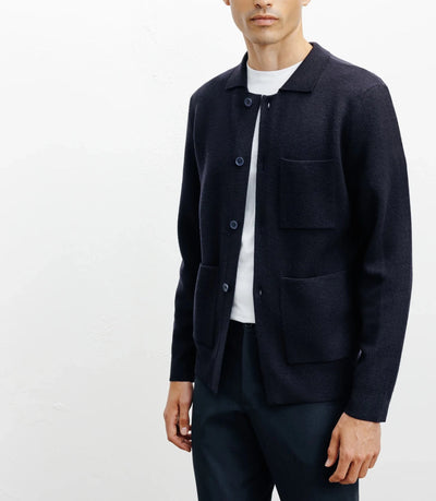 Cardigan surchemise en maille marine - IZAC