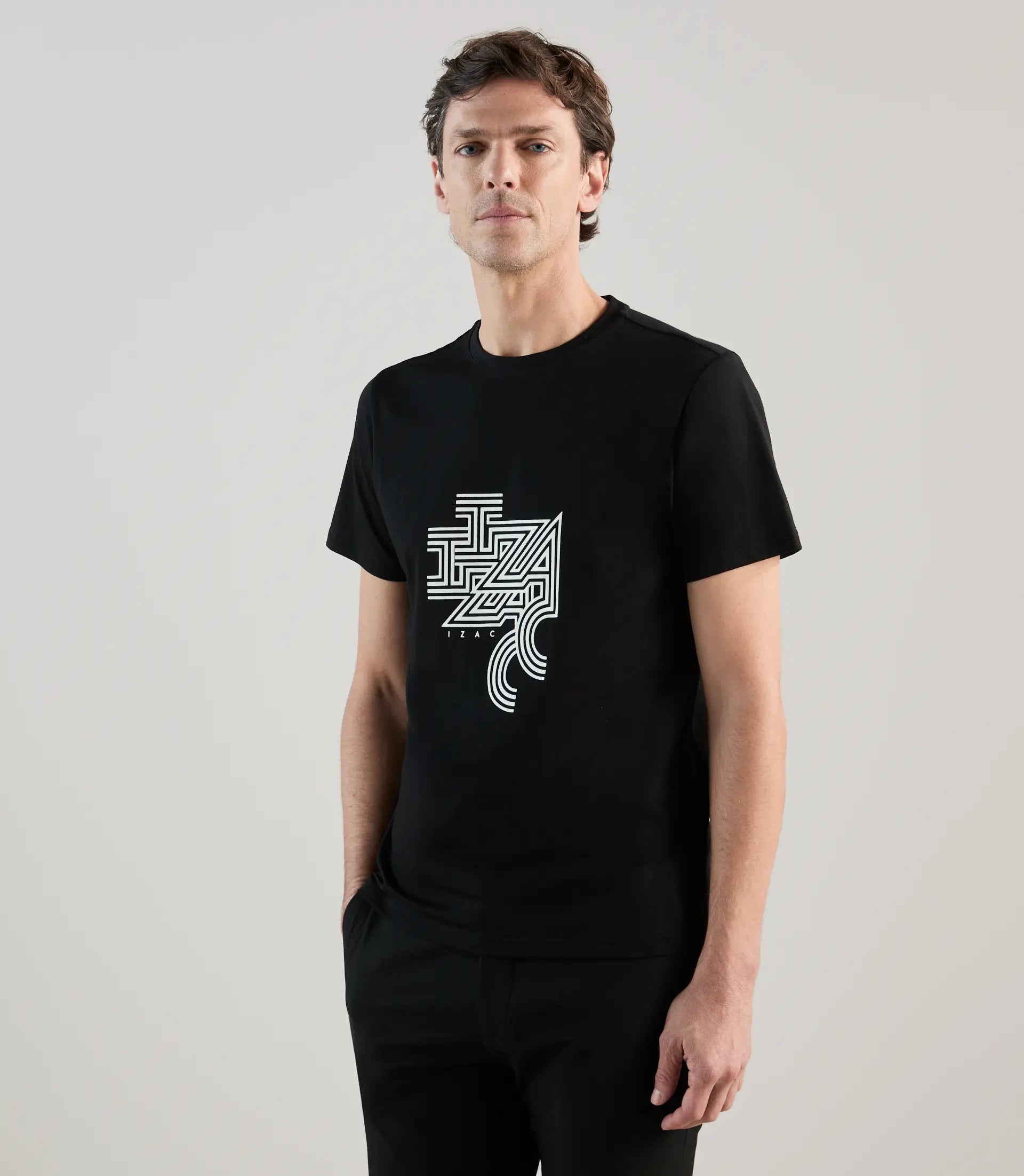 T-shirt à manches courtes avec print noir - IZAC