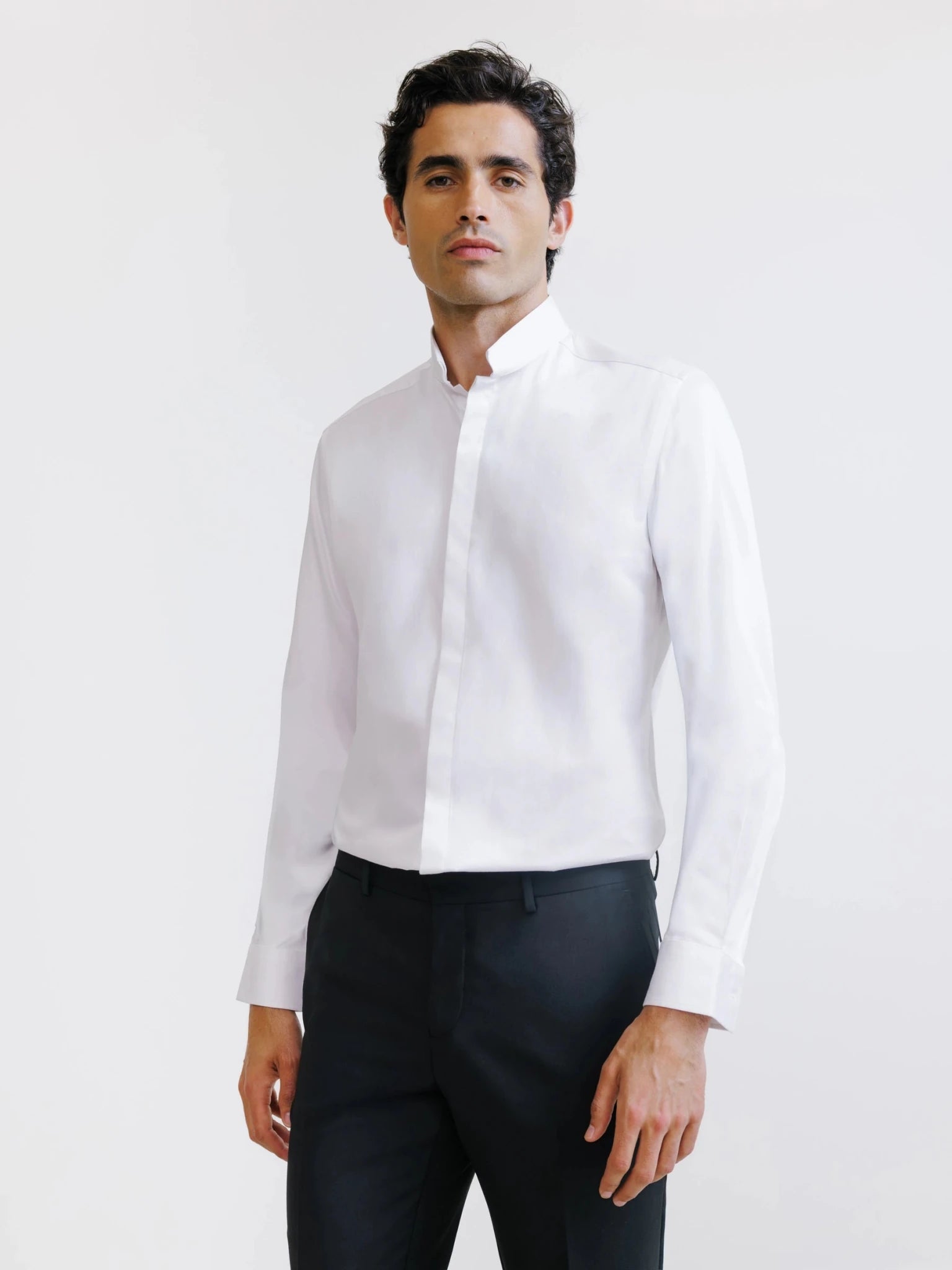 Chemise ville satin de coton blanc - IZAC