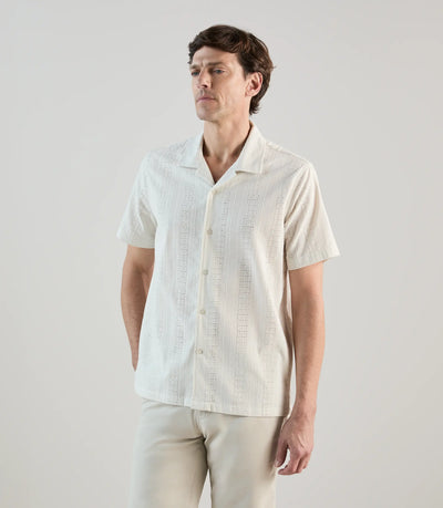 Chemise casual brodée beige - IZAC