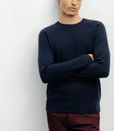 Pull en laine col rond marine - IZAC