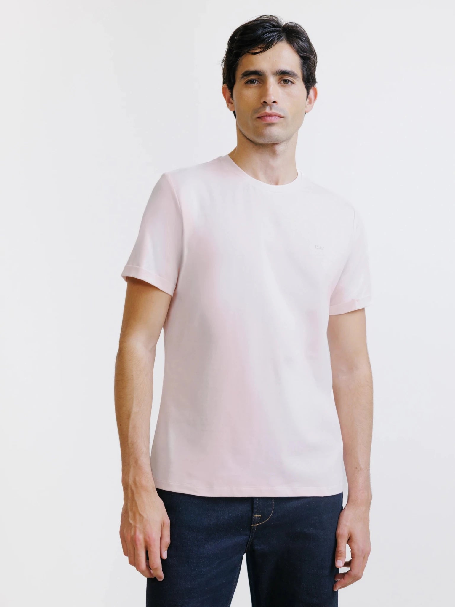 T-shirt col rond rose clair - IZAC