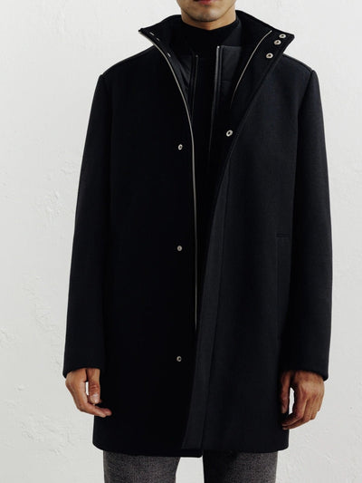Manteau ville en laine noir - IZAC