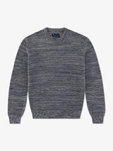 Pull col rond uni jeu de point indigo