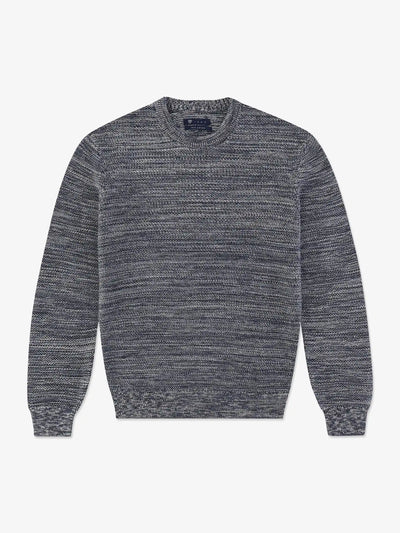 Pull col rond uni jeu de point indigo