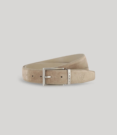 Ceinture réversible en cuir nubuck beige - IZAC