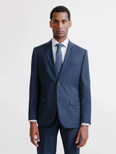 Costume 2 boutons laine majoritaire bleu - IZAC