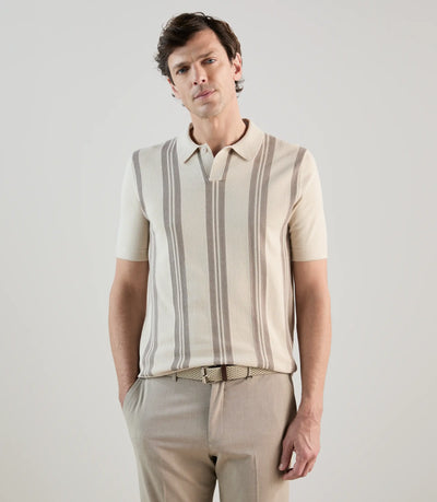 Polo en maille à rayures beige - IZAC