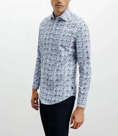 Chemise casual imprimé fleurs ciel - IZAC