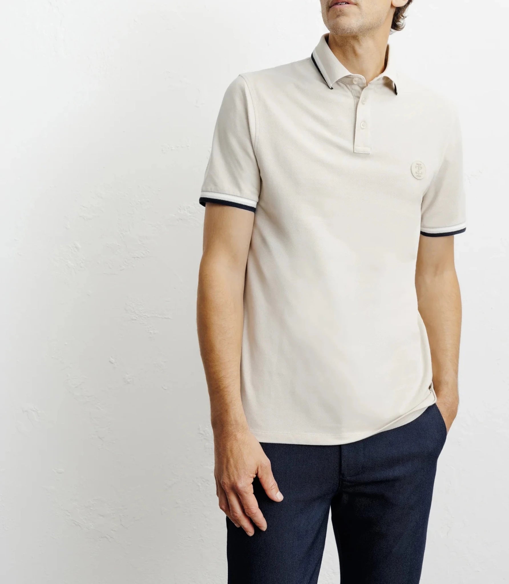 Polo piqué boutonné beige - IZAC