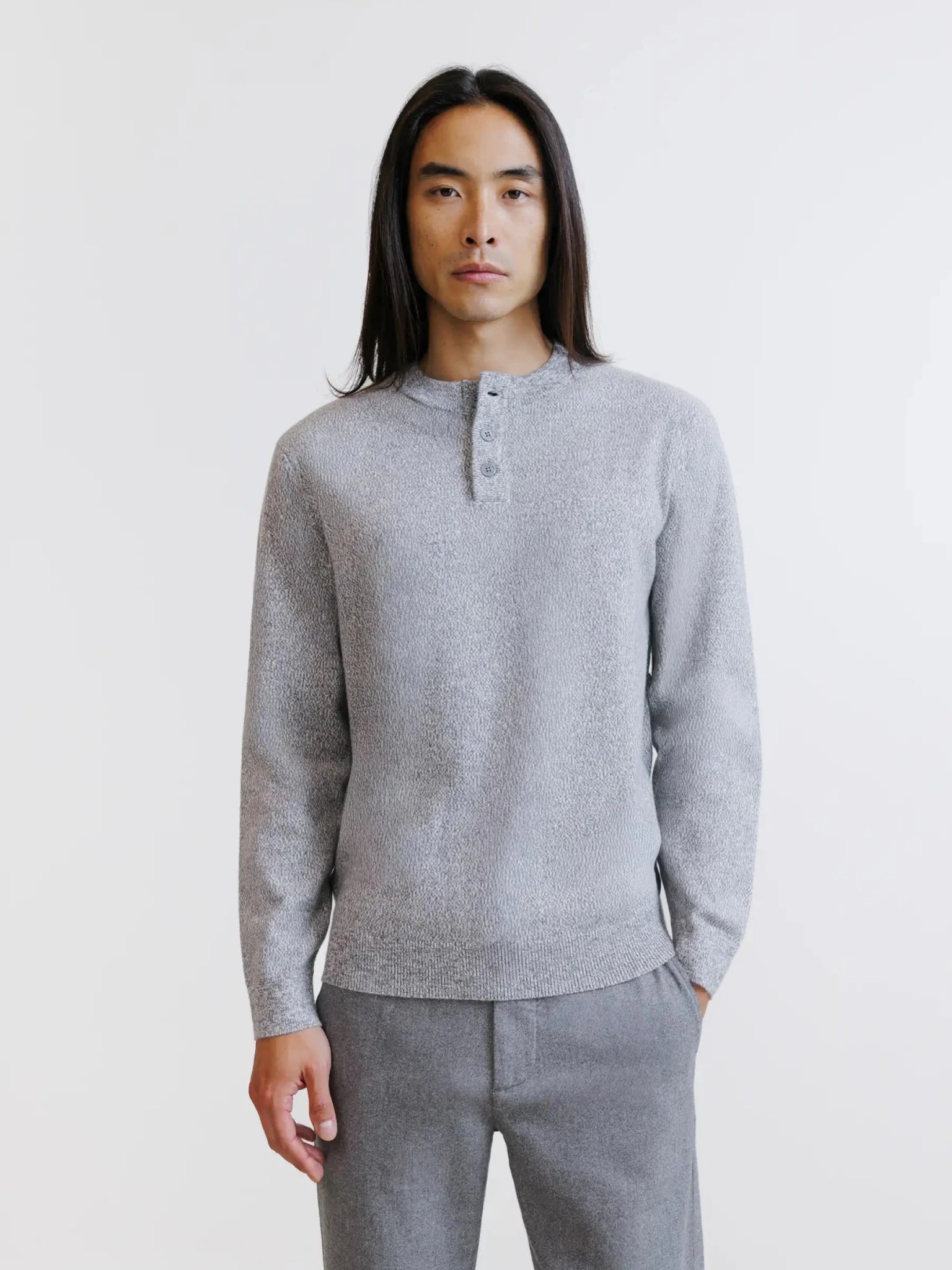 Pull col rond gris chiné - IZAC