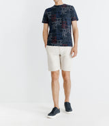 T-shirt à motifs manches courtes marine - IZAC