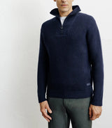 Pull en laine col camionneur marine