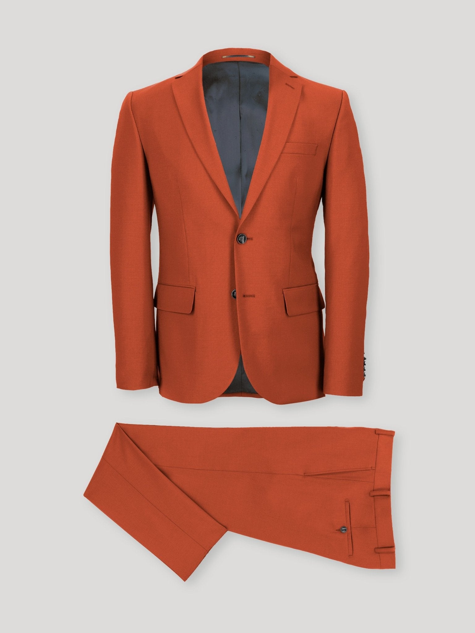 Costume 2 boutons en laine majoritaire terracotta - IZAC
