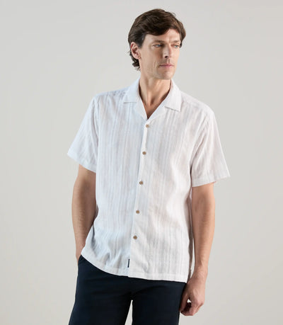 Chemise casual brodée blanche - IZAC