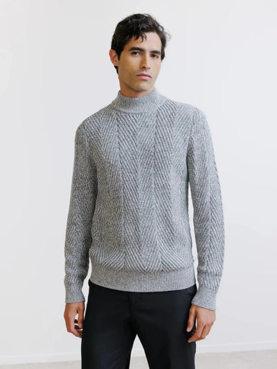Pull col cheminée gris chiné - IZAC