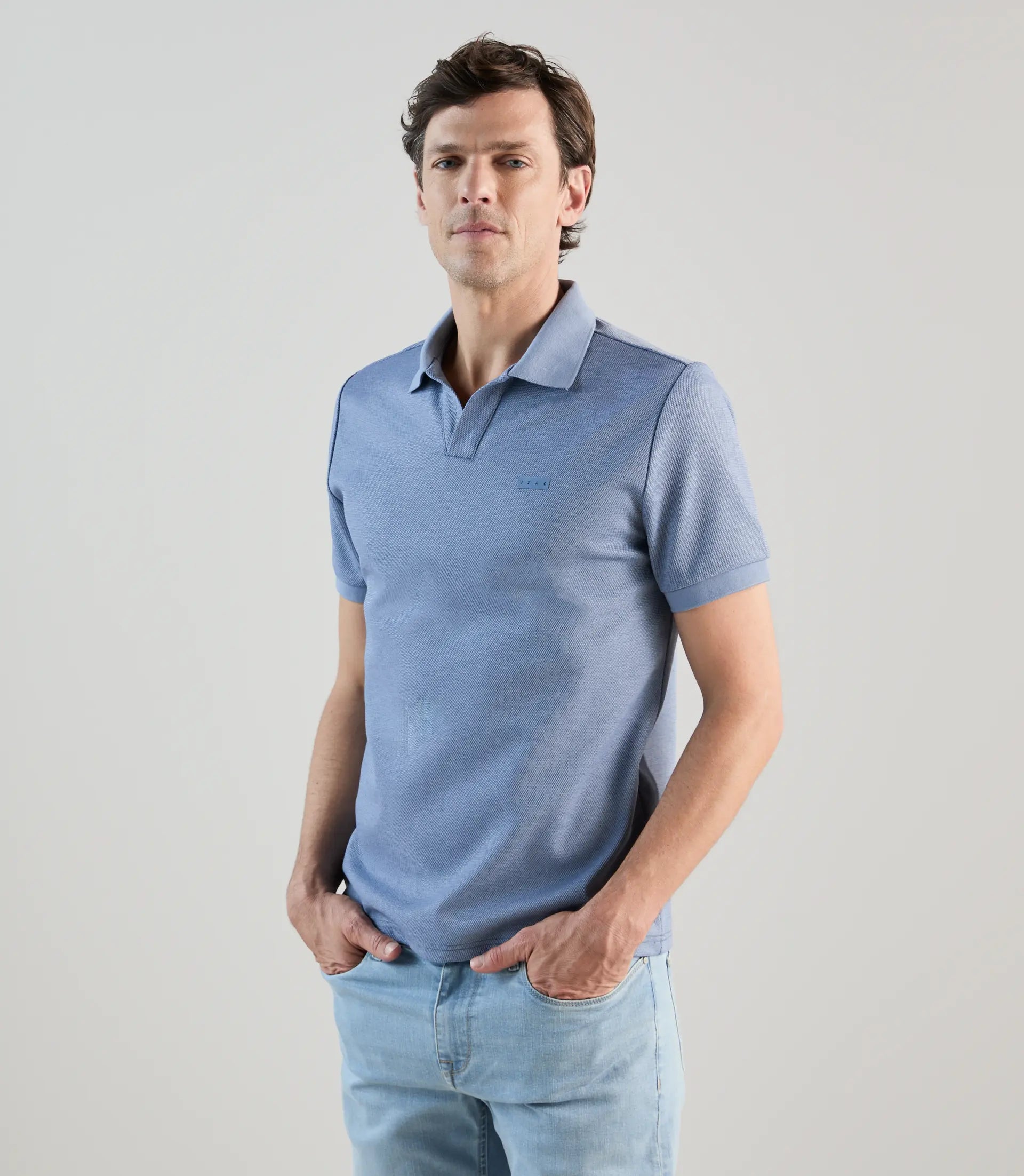 Polo col ouvert indigo - IZAC