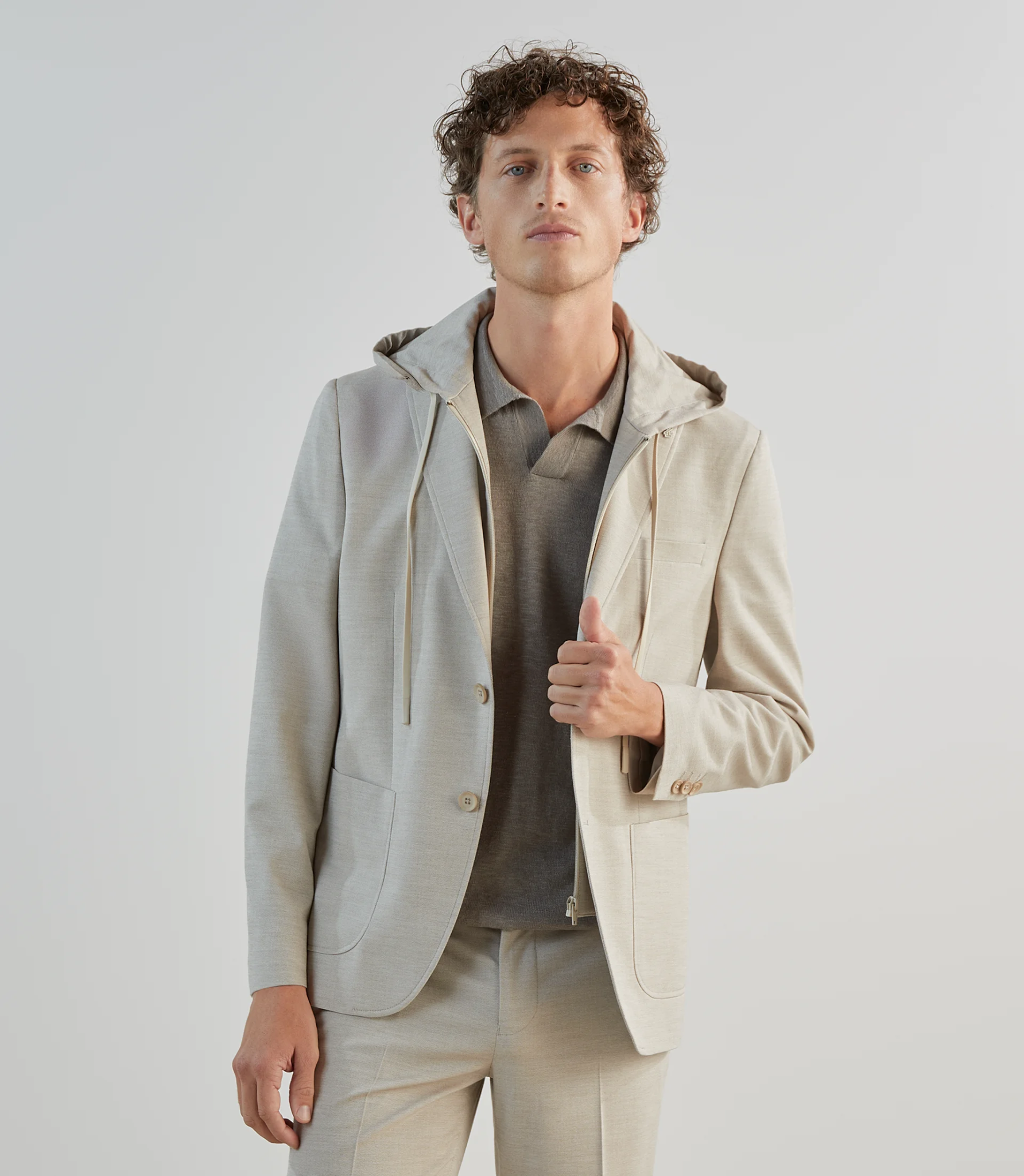 Veste ville avec parementure beige - IZAC