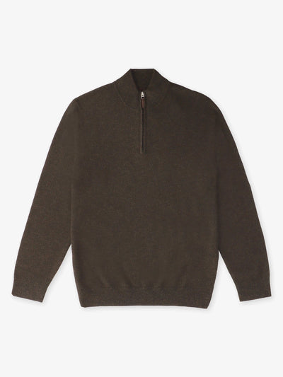 Pull col demi zip mouliné marron - IZAC