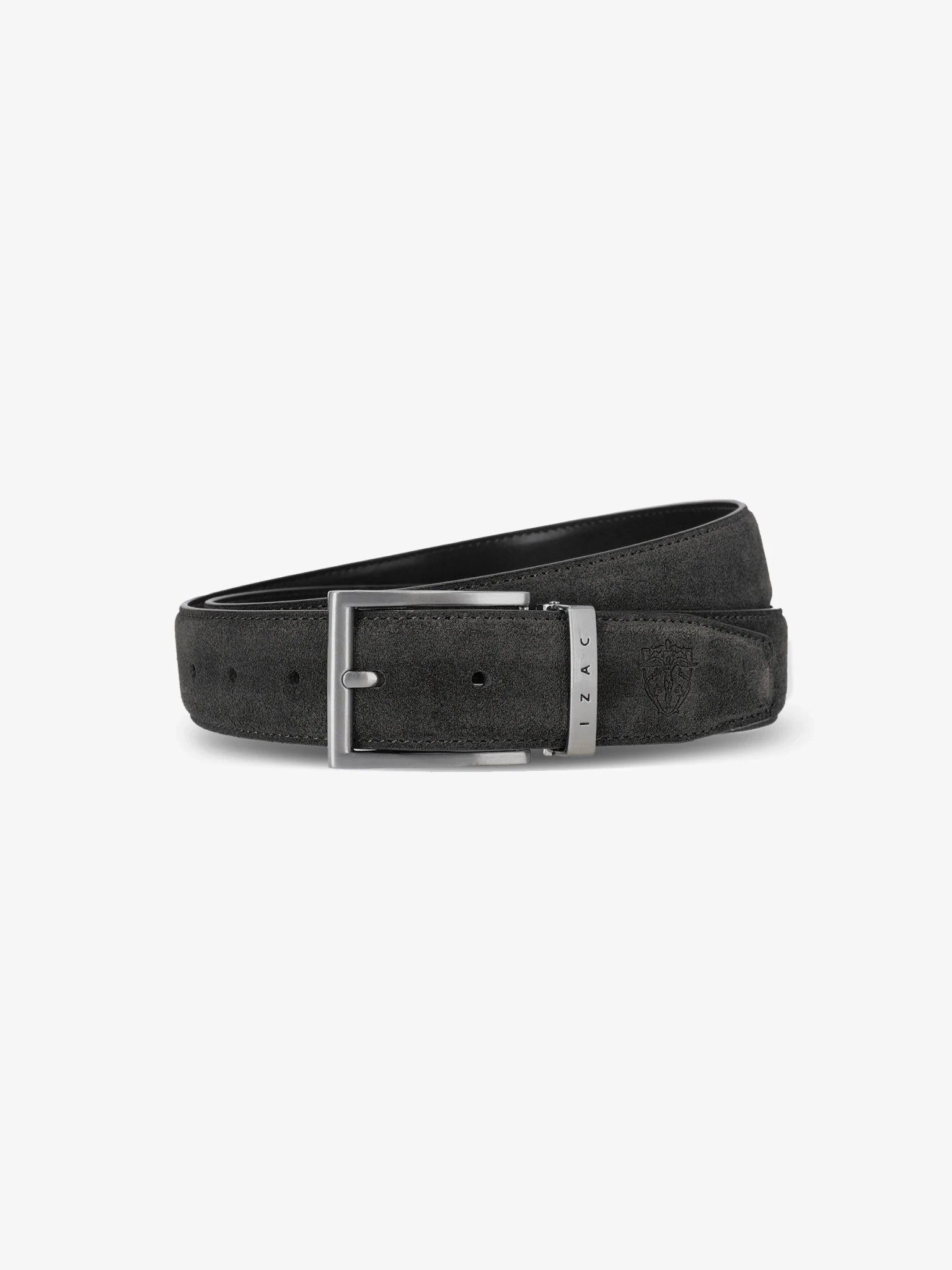 Ceinture en cuir nubuck noir - IZAC