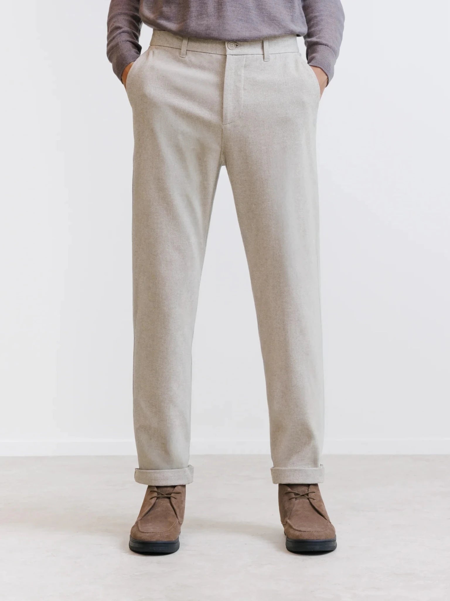 Pantalon flanelle ecru