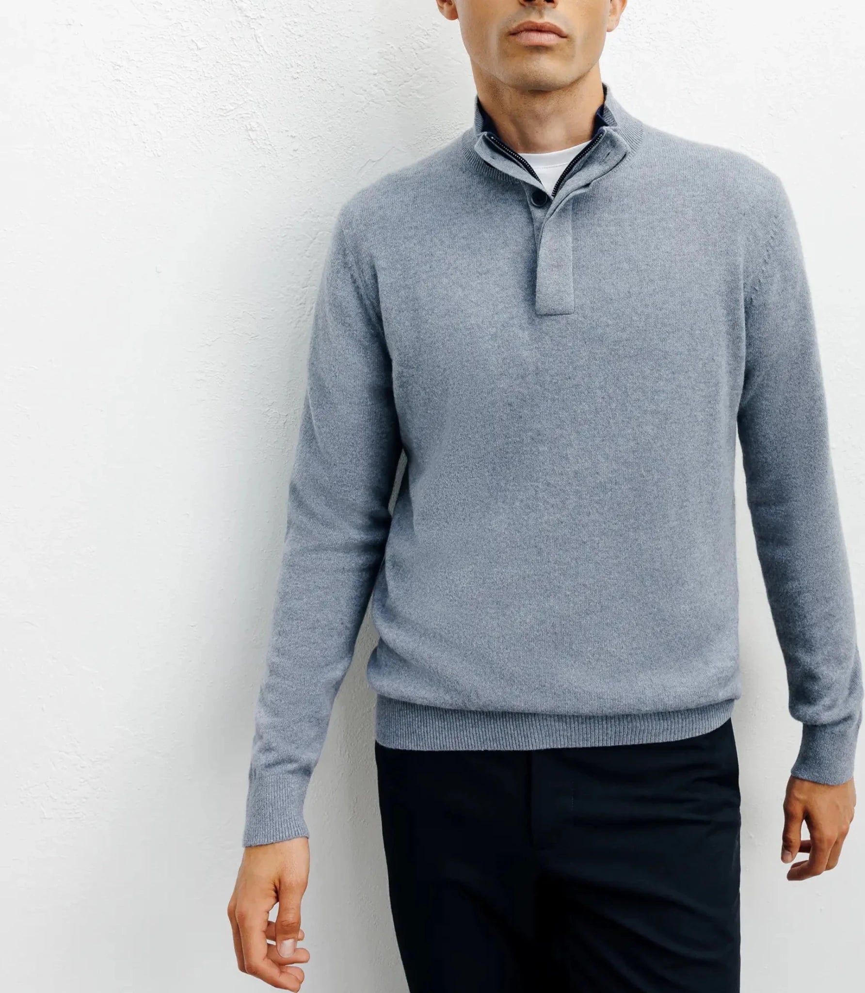 Pull col montant 100% cachemire indigo - IZAC