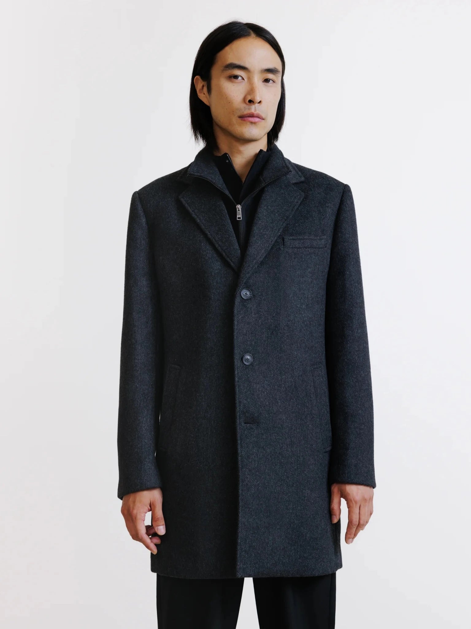 Manteau à parmenture amovible gris foncé - IZAC