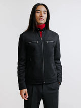 Blouson motard en suède noir - IZAC